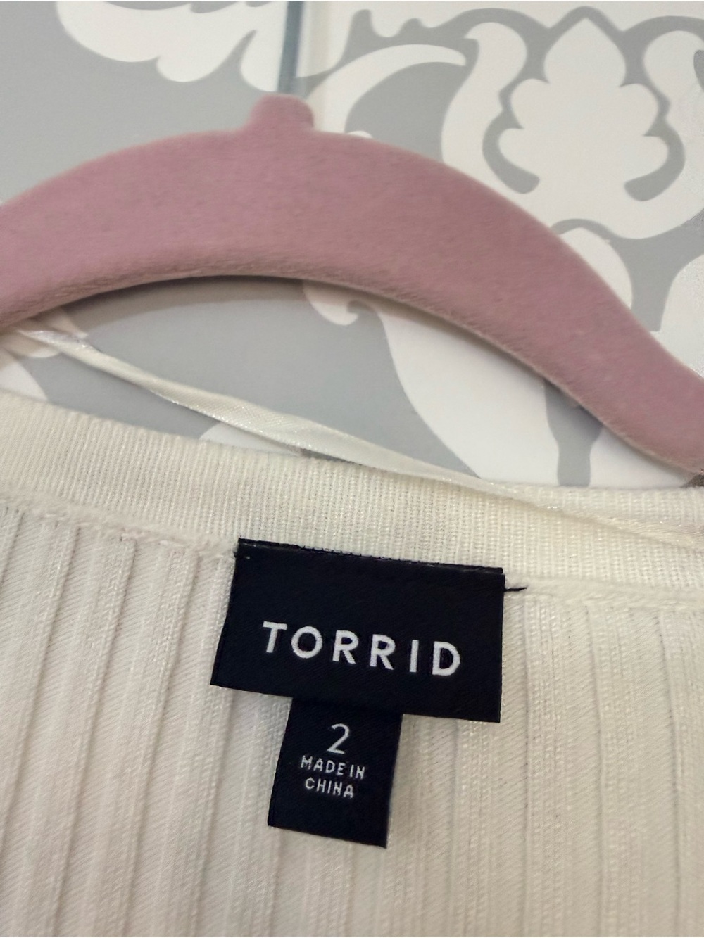 • Torrid Cream Ribbed Cardigan Sweater with Embroidered Cherry Accents - Picture 4 of 4